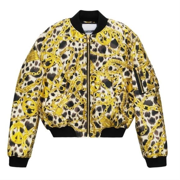 2018 Moschino x H&M Jeremy Scott Rare Collab Silk Puffer Bomber Jacket NWT - Picture 10 of 11